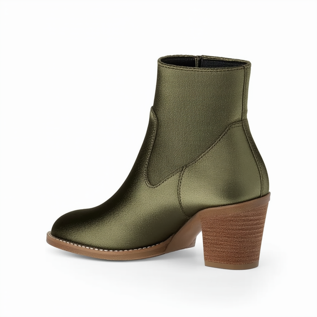 Steve Madden Women's Laurie Ankle Bootie, Olive Satin, 8 M US
