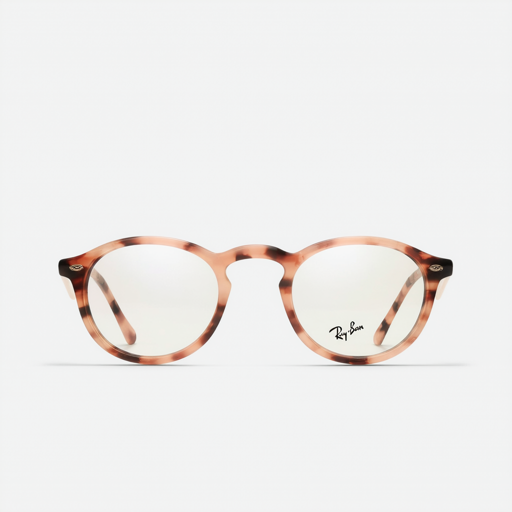 Ray-Ban RX4246V Clubround Eyeglasses Top Havana On Opal Peach 49mm