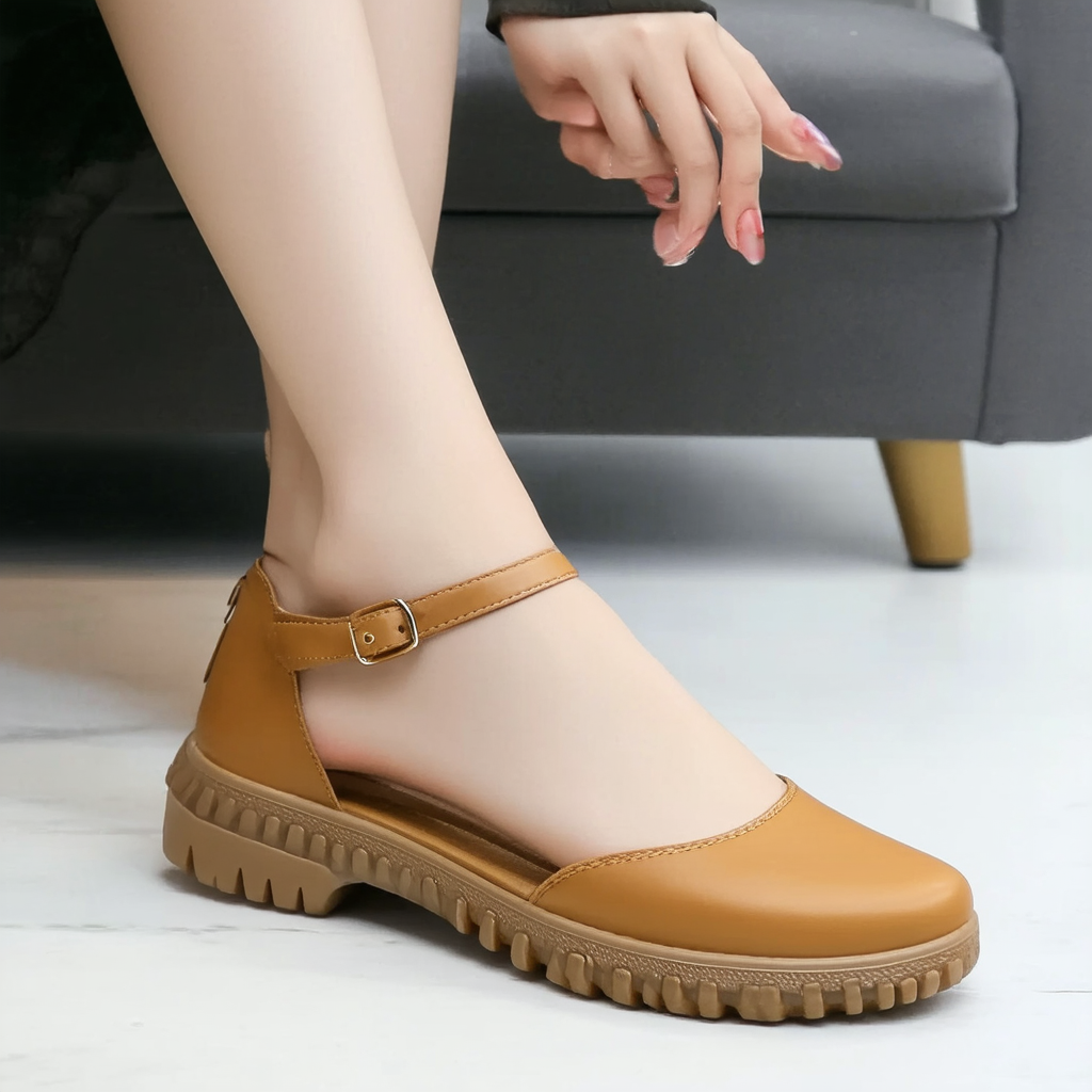 Women's Flats Shoes Thick Sole Durable Side Zipper Shoes for Office Home Outdoor Wear