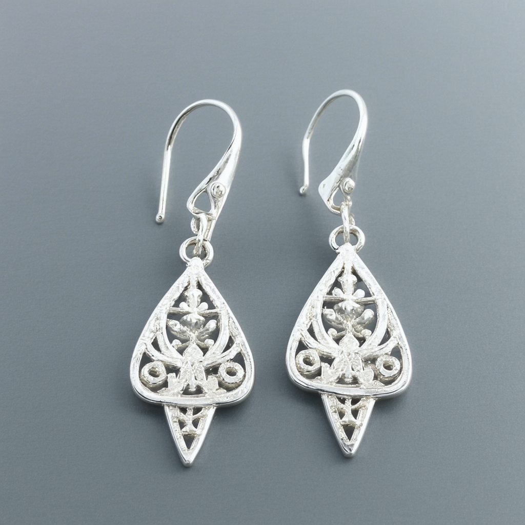 Amazon Collection Sterling Silver Filigree Drop Earrings