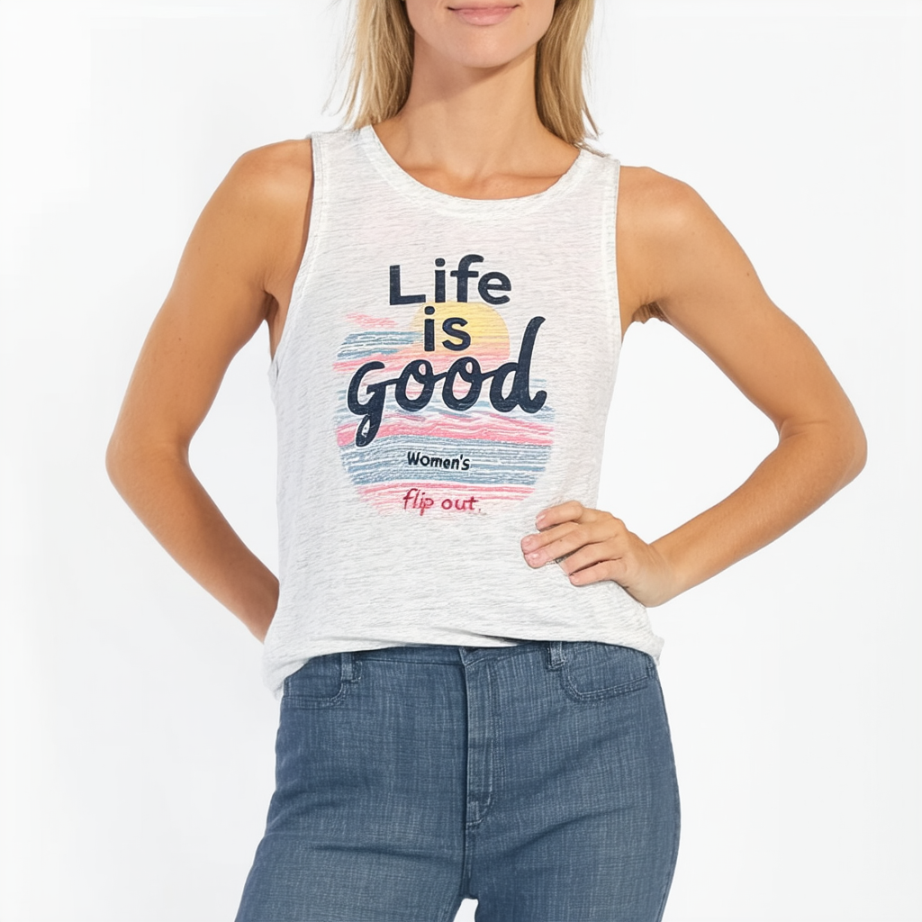 Life is Good Women's Flip Out Sleeveless Crusher Tee