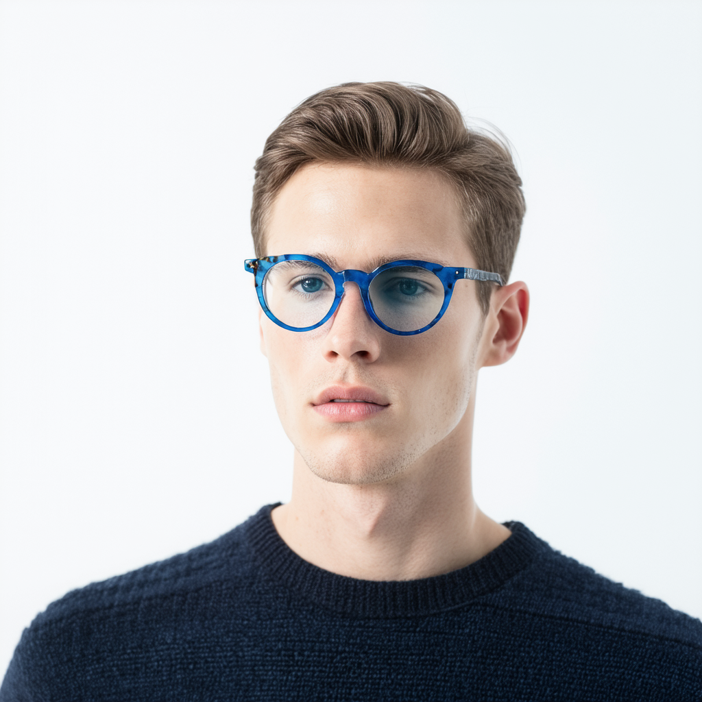 Kenneth Cole REACTION KC1500-B Round Blue Light Blocking Eyewear Frames, Crystal, 45mm