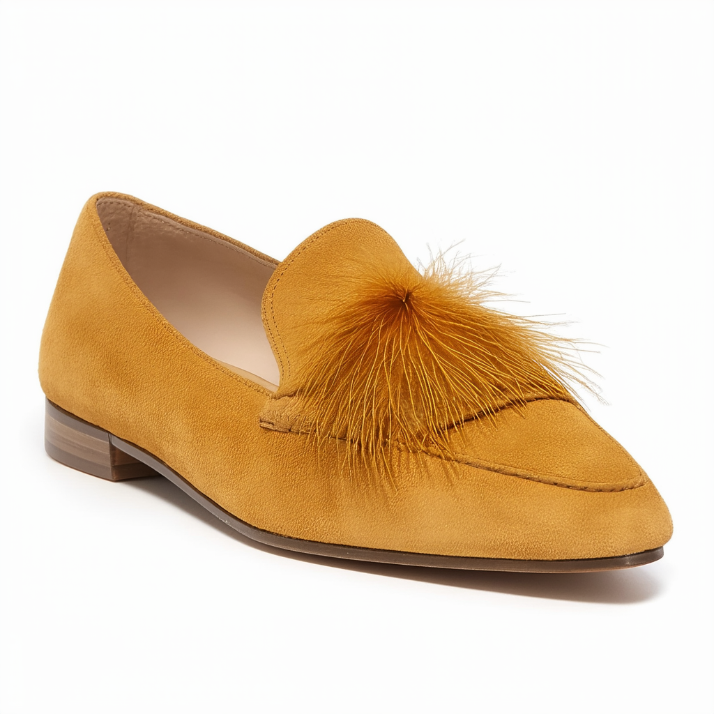Steve Madden Women's Feather Loafer Flat, Mustard Suede, 7.5