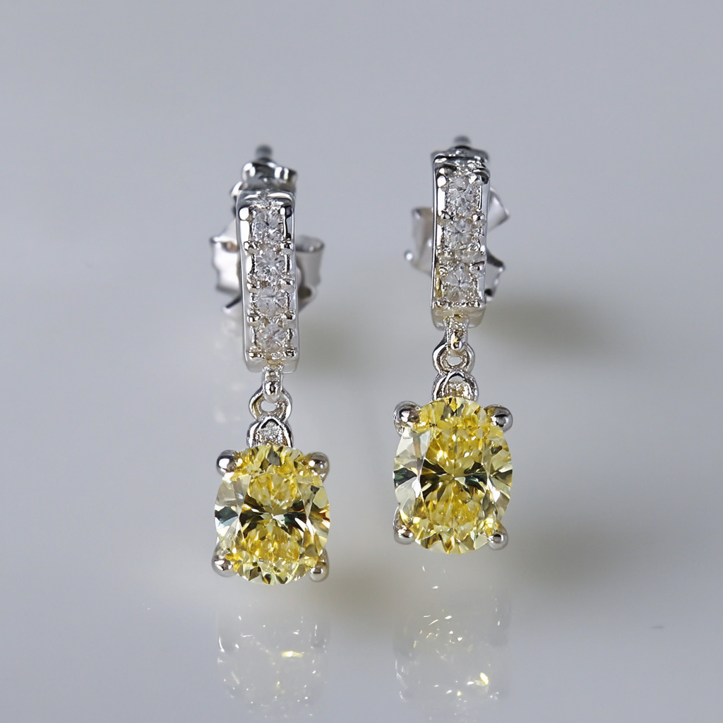 Amazon Collection Sterling Silver Yellow Cubic Zirconia Drop Earrings