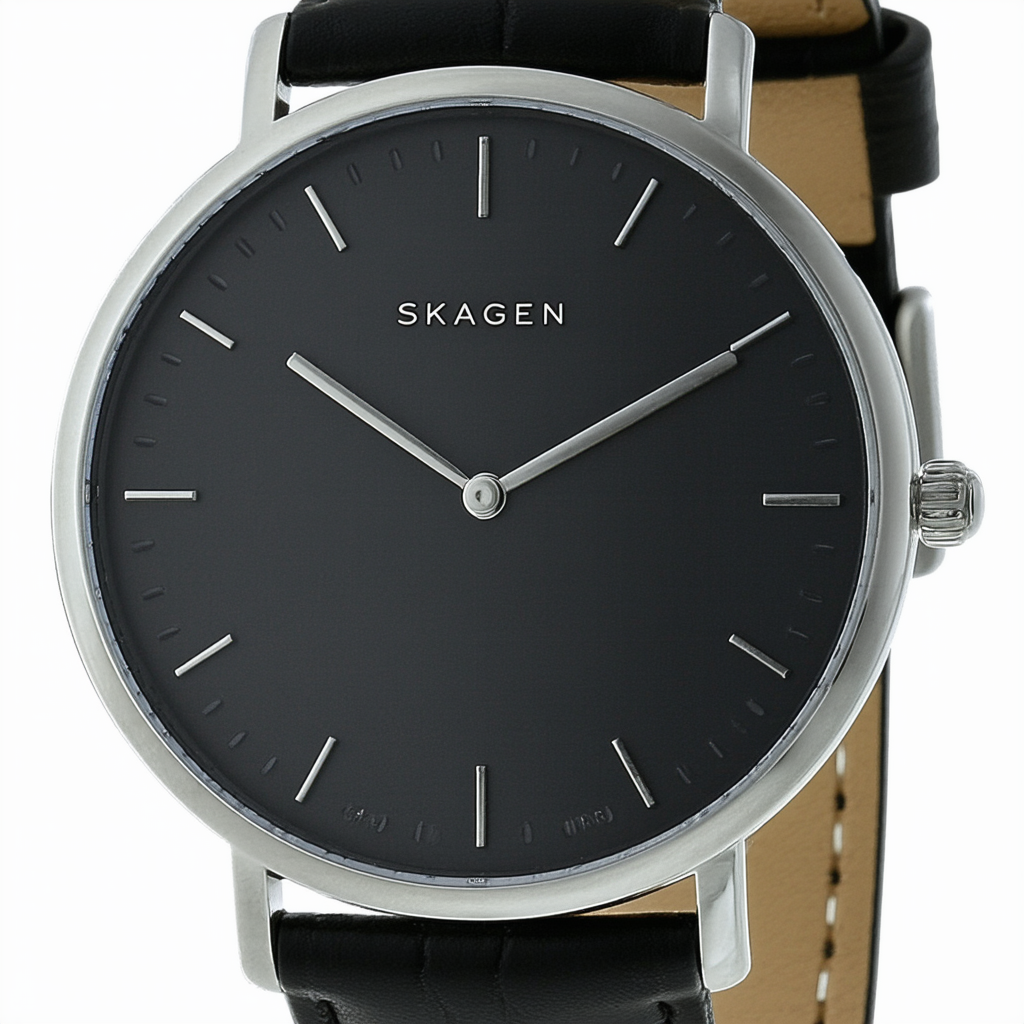 Skagen Women's SKW2232 Gitte Stainless Steel Watch with Black Leather Band