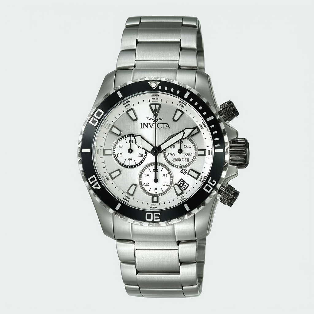 Invicta Men's 12374 Pro Diver Chronograph Silver Textured Dial Stainless Steel Watch