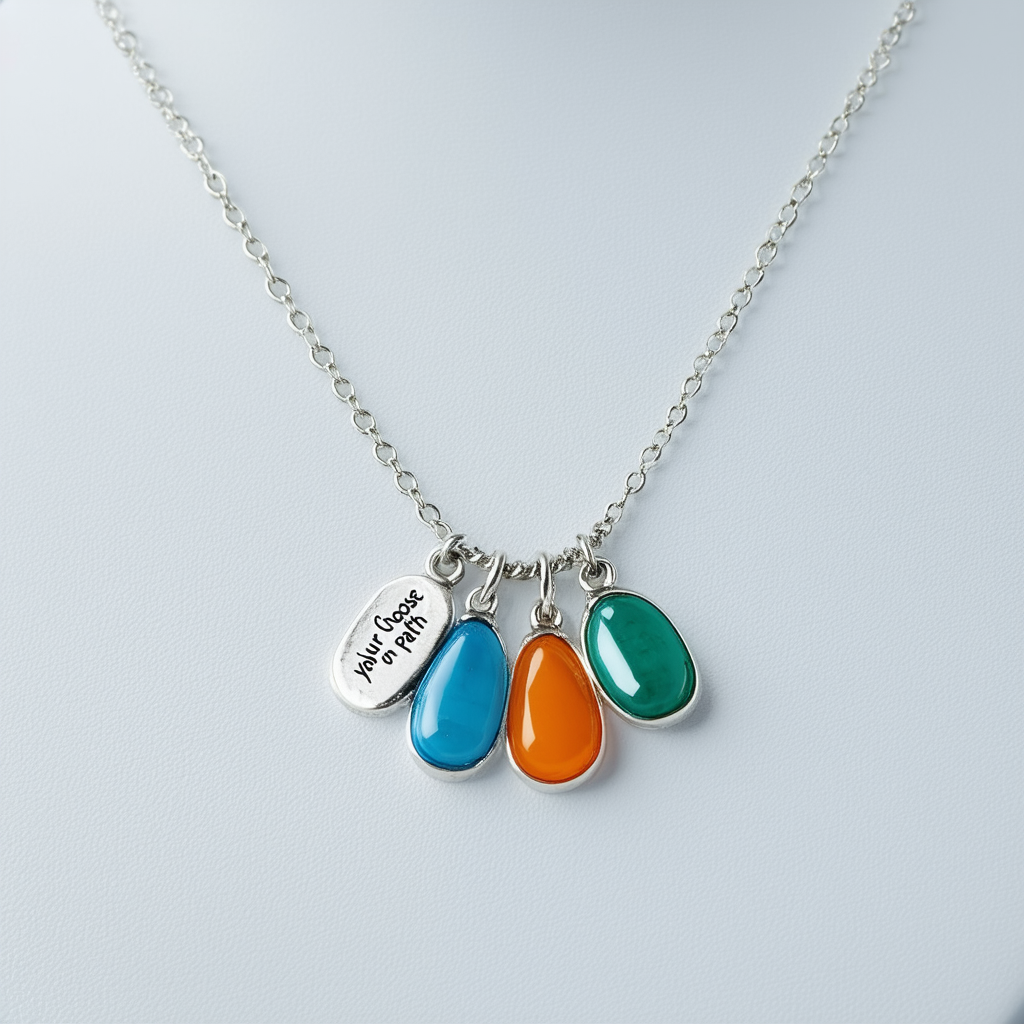 Amazon Collection Tri-Color "Choose Your Own Path" Reversible Three-Charm Necklace, 18"