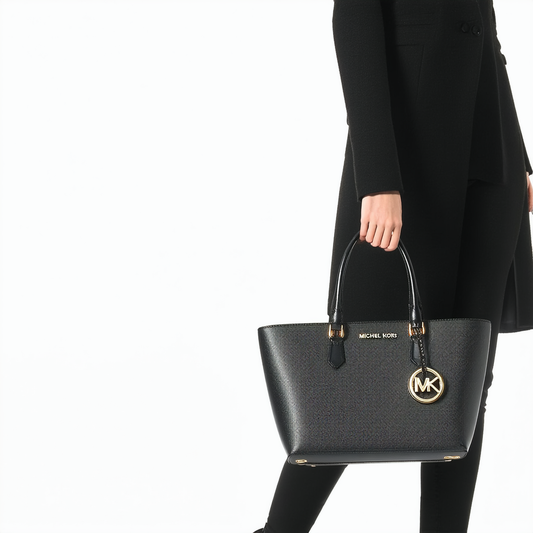 Michael Kors Jet Set MD Travel Jewel Tote Black Saffiano Leather