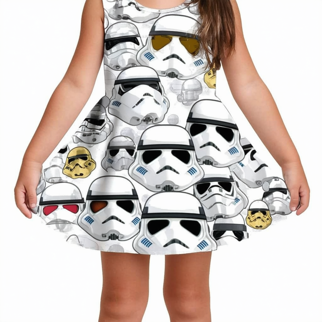 STAR WARS Girls Tsum Tsum Stormtrooper Youth Kids Skater Dress
