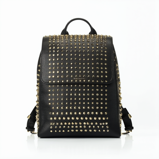 Michael Kors ABBEY Large Studded Leather Backpack, Black
