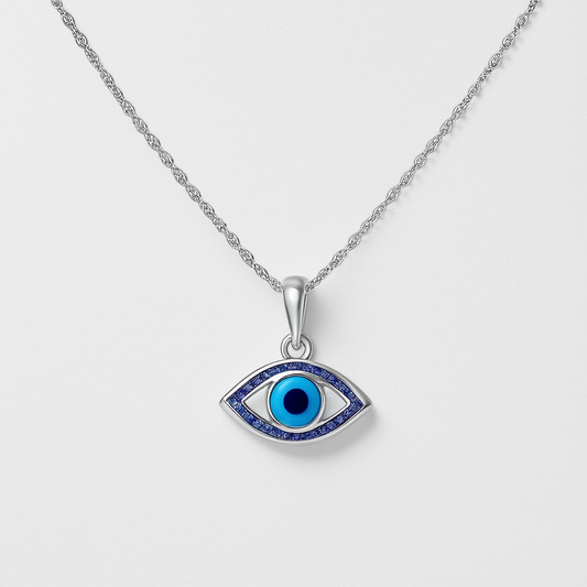 Nine West "Good Fortune" Silver-Tone and Blue Evil Eye Pendant Necklace, 18"