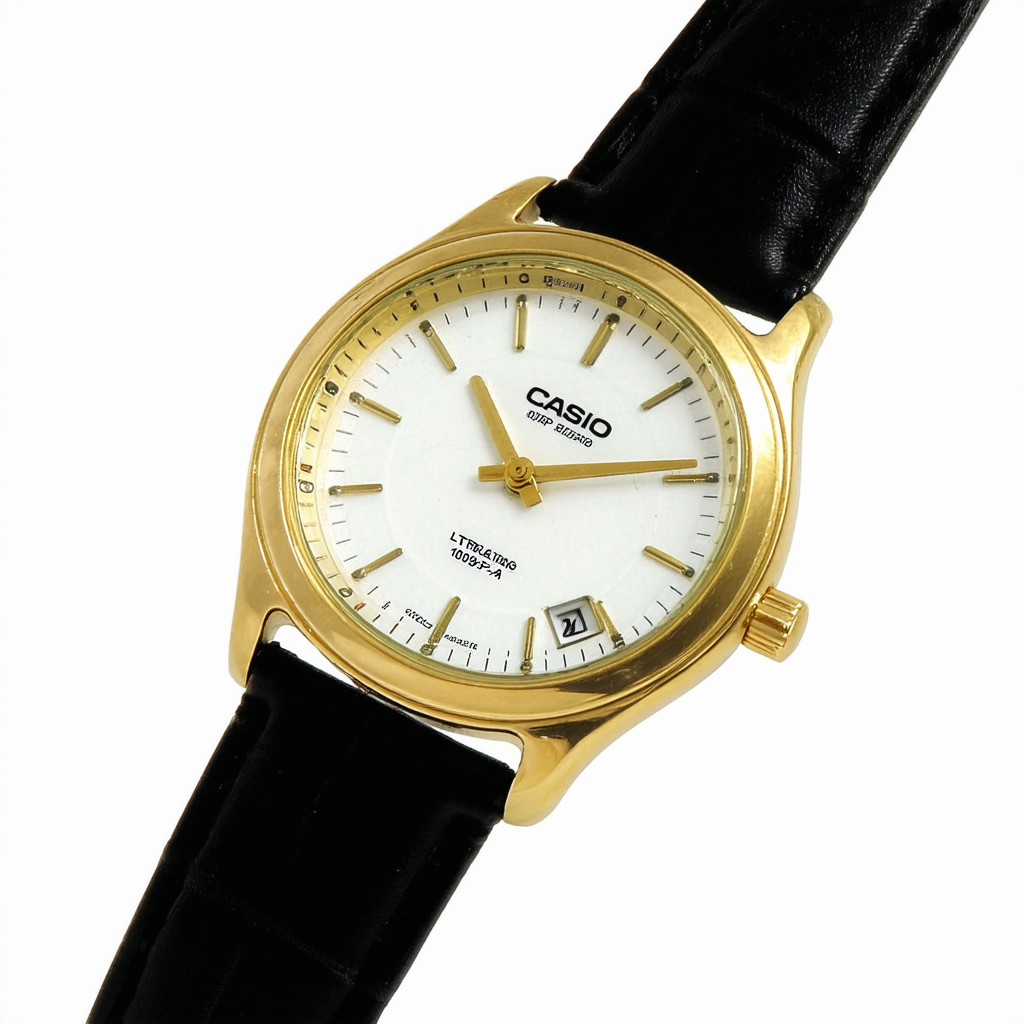 Casio #LTP-1099Q-7A Women's Black Leather Strap Watch