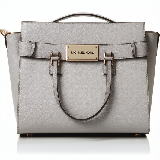 Michael Kors Medium Satchel Pearl Grey Sutton Leather