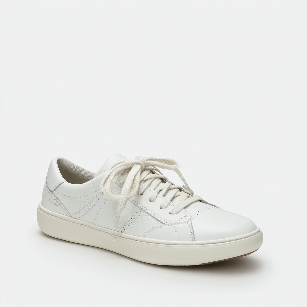 Clarks Women's Un Maui Tie Sneaker, White Leather, 8.5