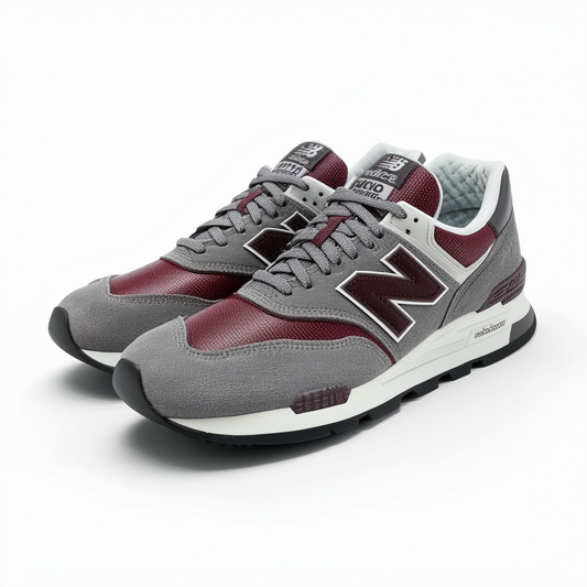 New Balance Men M997DGM - Made in USA - Horween Leather (Gray/Maroon)