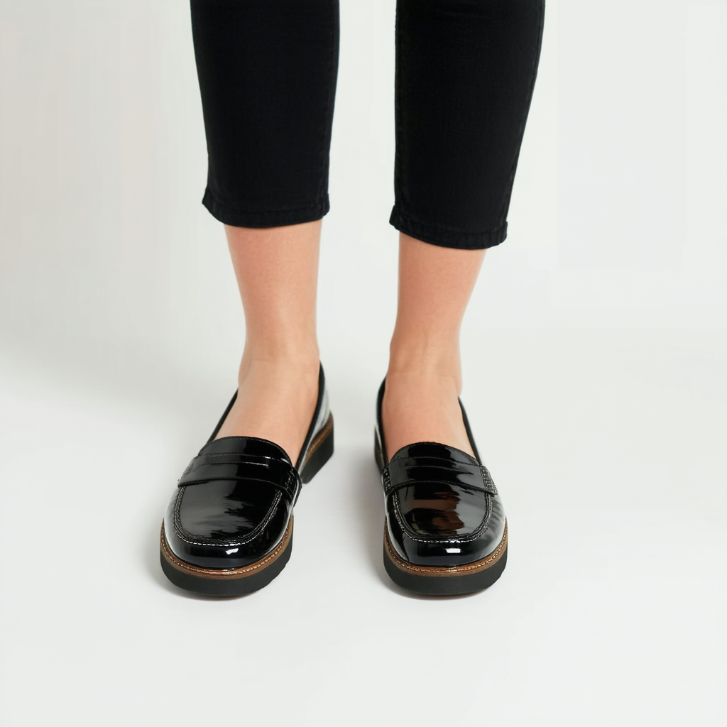 Clarks Sharon Dolly Loafer, Black Synthetic Patent, 50 M US