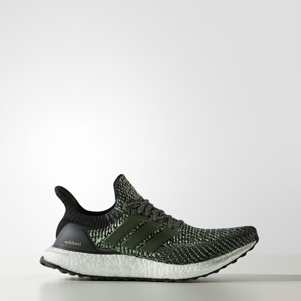 adidas Men's Alphaboost Parley Running Shoe, Black/Linen Green/White, 7.5 M US