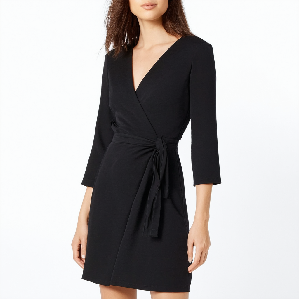 Calvin Klein Women's Three-Quarter-Sleeve Mock-Wrap Dress