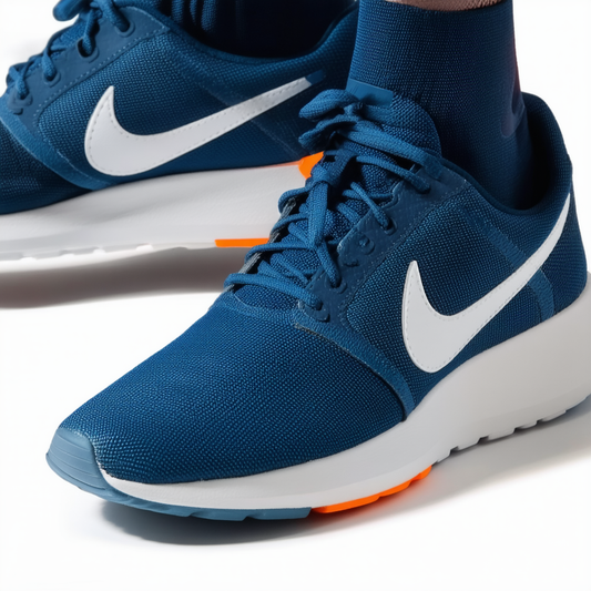Nike Mens Rosherun Running Shoes Military Blue/White/Total Orange 669985-400 Size