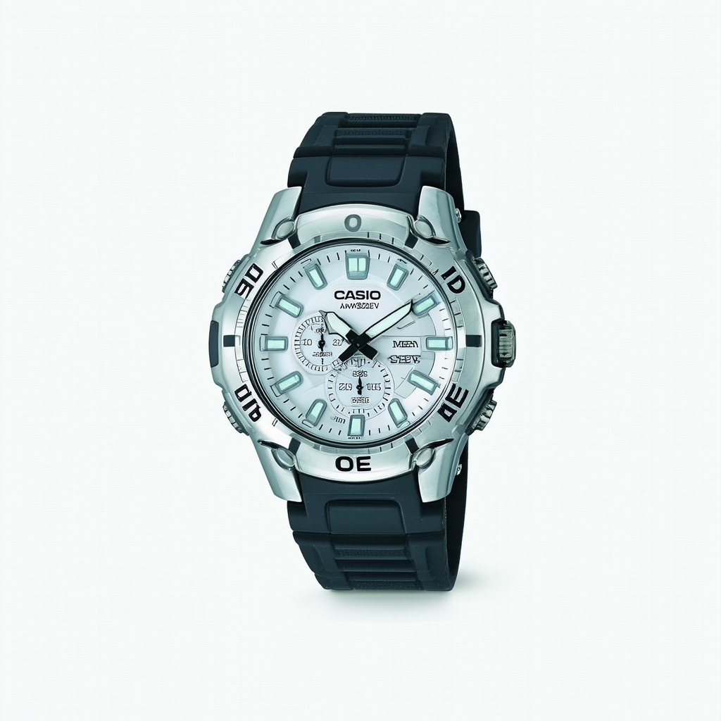 Casio Men's AMW320R-7EV Ana-Digi Stainless Steel and Rubber Dive Watch