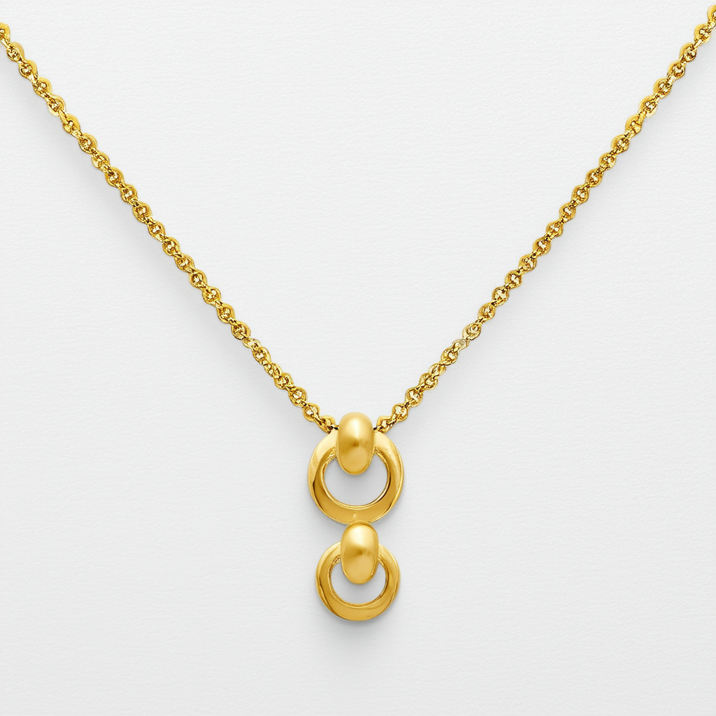 Amazon Collection 14k Yellow Gold Italian Multi-Circle Drop Pendant Necklace, 18"