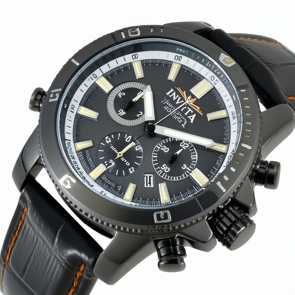 Invicta Men's 10515 I-Force Grey Textured Dial Black Leather Watch