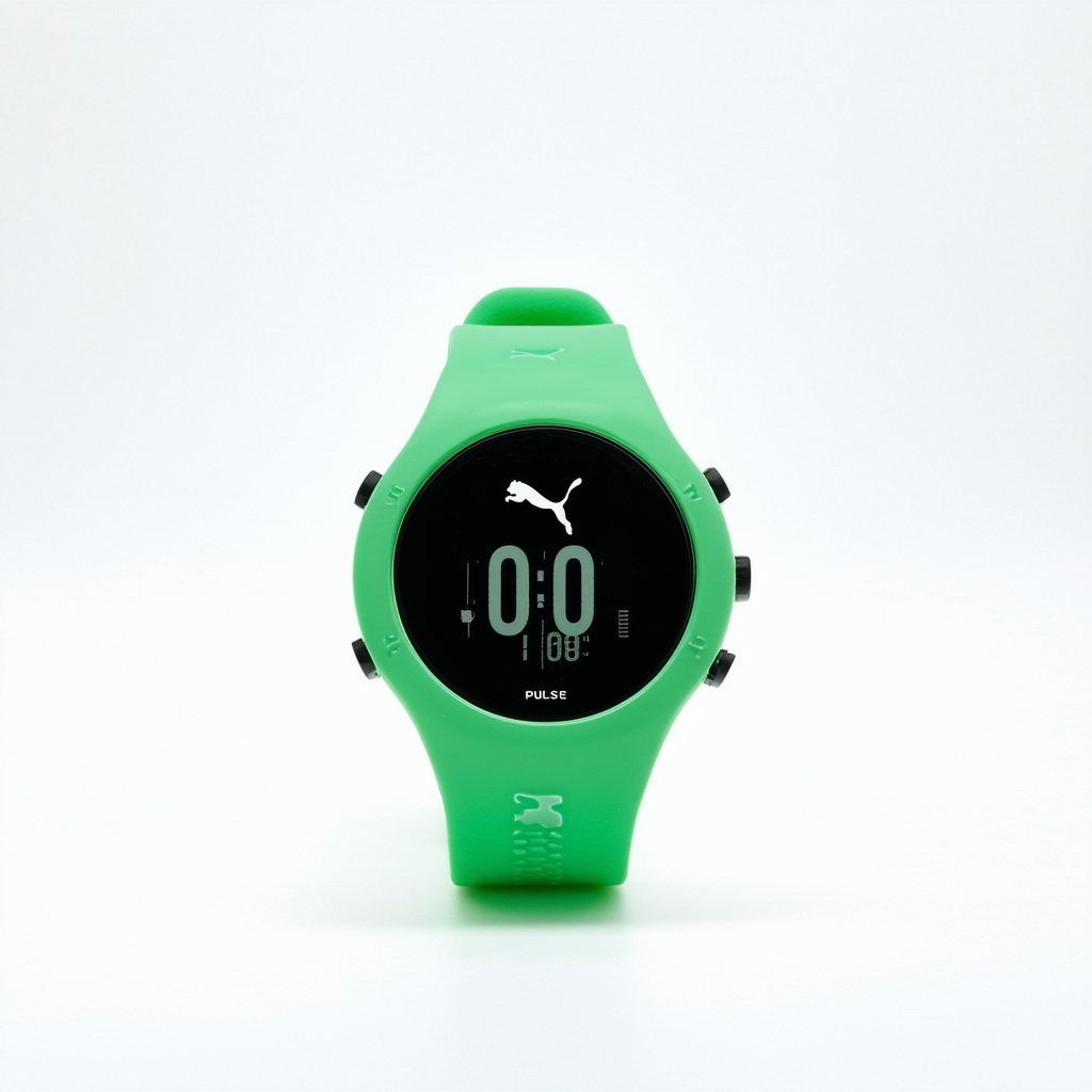 PUMA Women's PU910541015 Pulse Black and Green Digital Heart Rate Monitor Watch