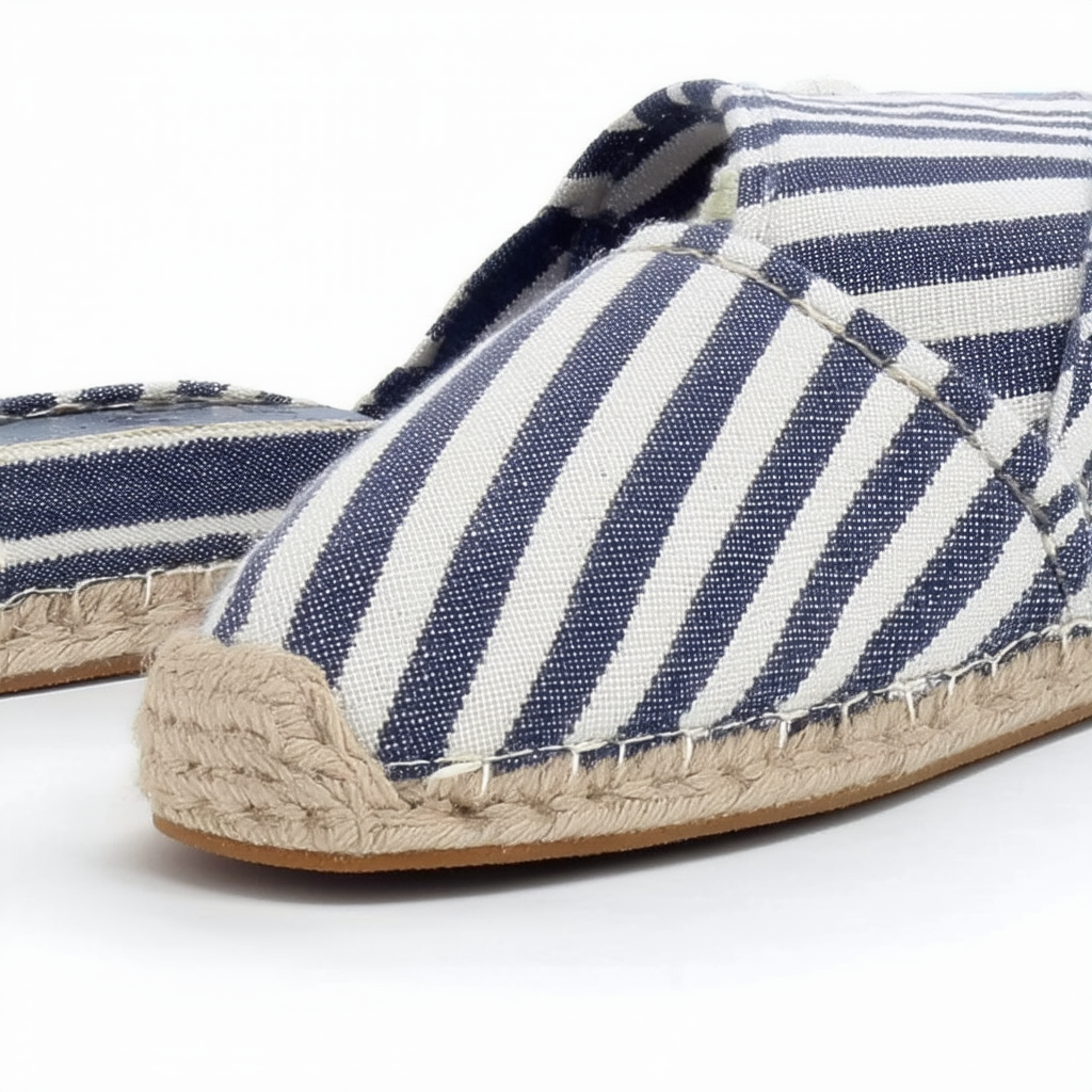TOMS Women's 10005419 Navy Stripe University Alpargata Flat, 12 M US