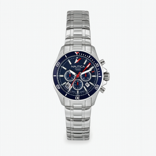 Nautica Men's Cruise NST 1 Flags NAPNSI806 Silver Stainless-Steel Quartz Fashion Watch