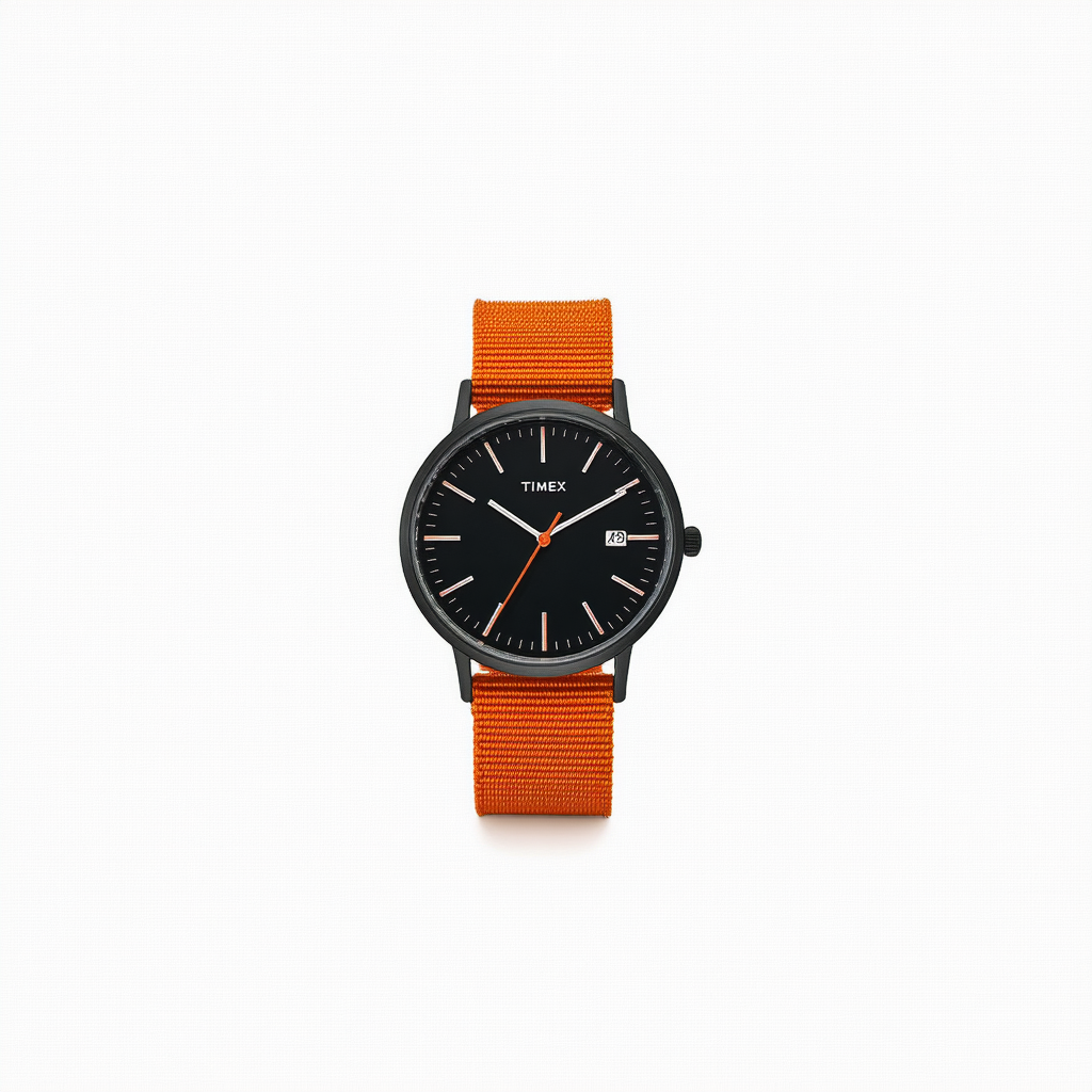 Timex MK1 Quartz Black Dial Orange Fabric Men's Watch TW2T10200
