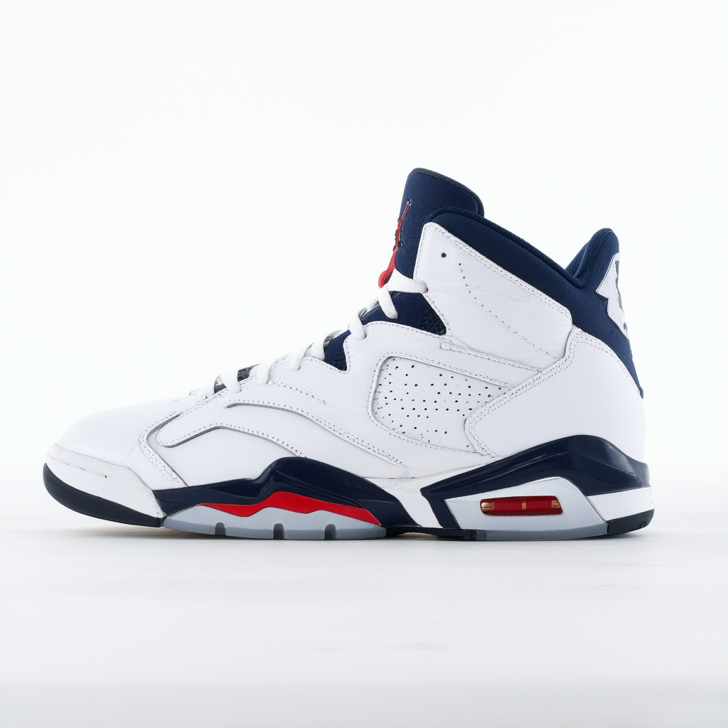 Jordan Mens Nike Air 6 Retro 384664 130 Olympic 6s White Navy Red (10.5)