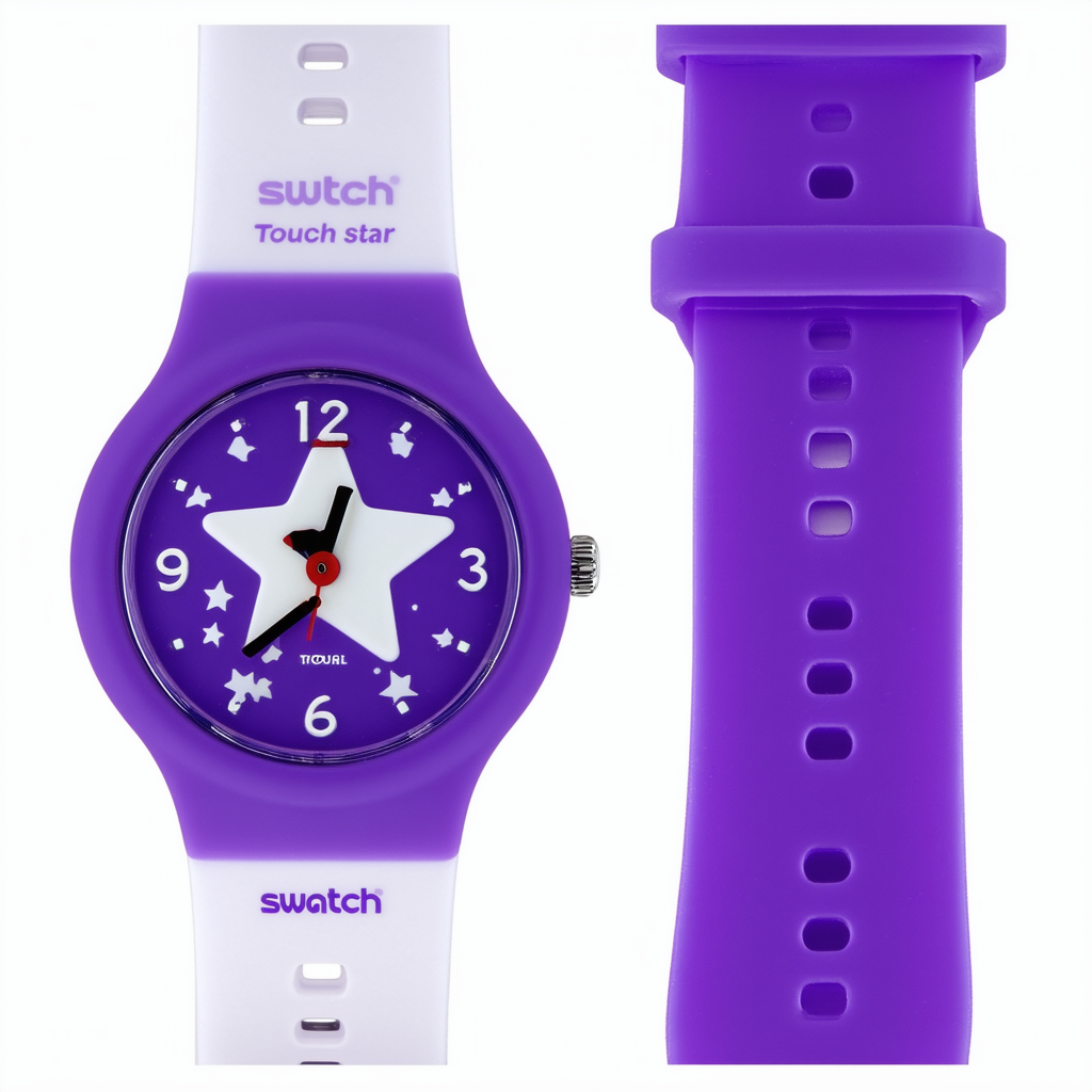 Swatch Touch Star Digital Purple and White Silicone Unisex Watch SURW102