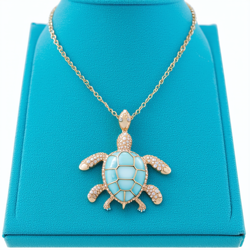Betsey Johnson Women's Shell Shocked Blue Coral Turtle Pendant Necklace Blue Multi Pendant Necklace