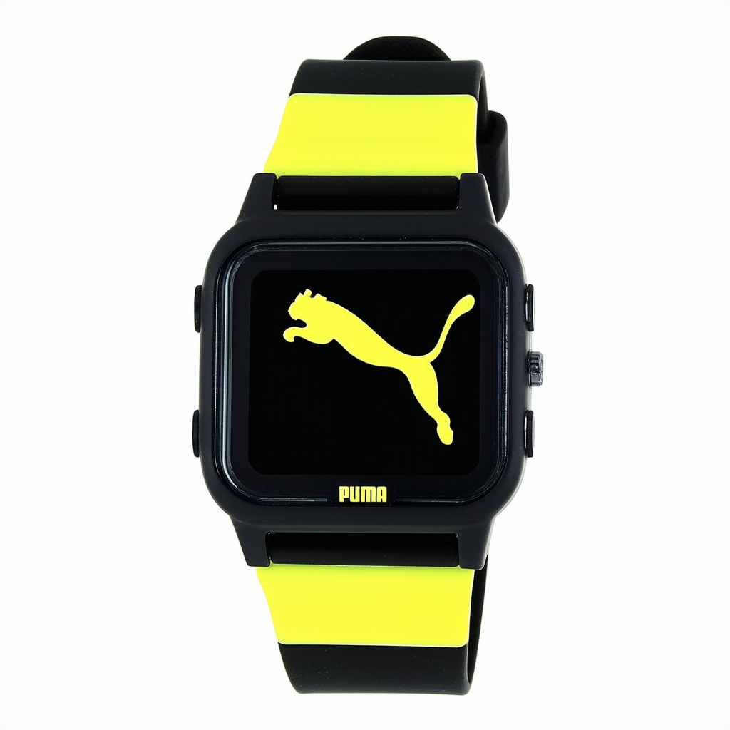 PUMA Unisex PU910791002 Slide-Large Black Yellow Digital Watch