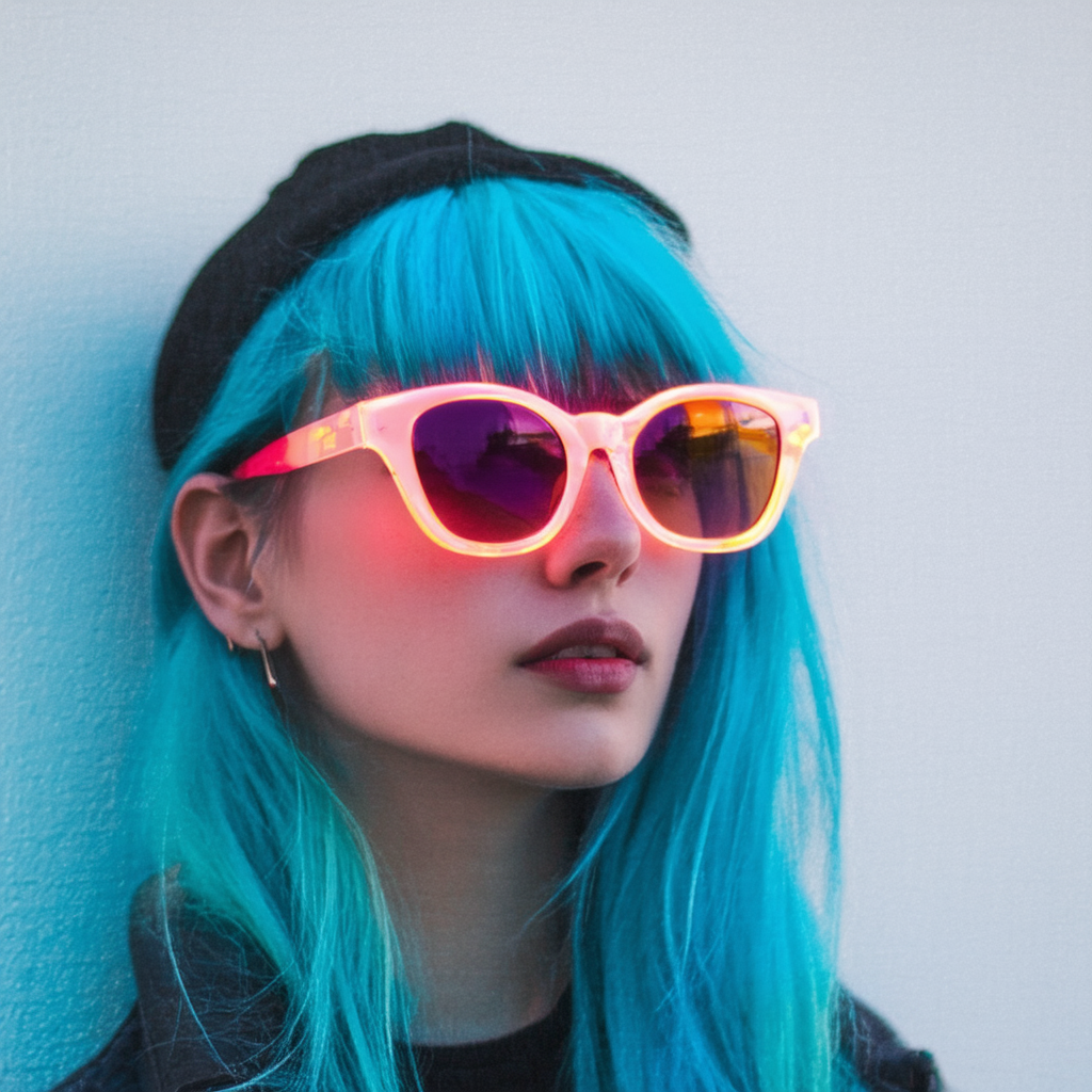 zeroUV Neon Two-Tone Color Mirror Lens Half Frame Horn Rimmed Sunglasses (Blue Fire)