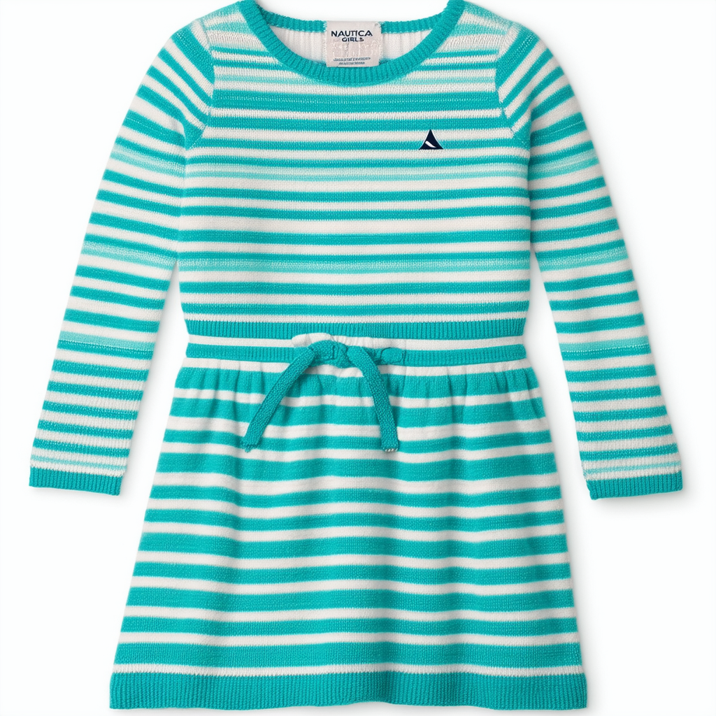 Nautica Girls' Stripe Knit Dress with Twist Detail