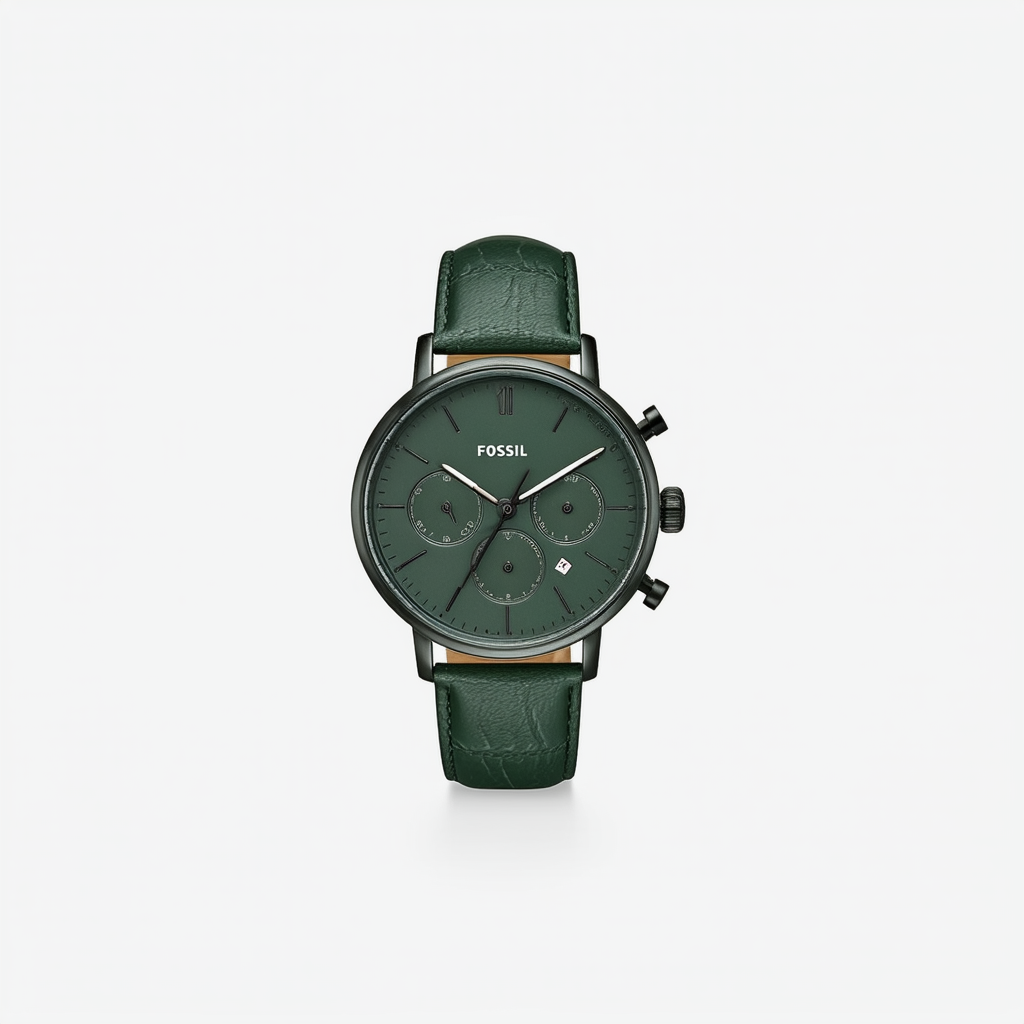 Fossil Rhett Chronograph Dark Green Leather Watch BQ2497