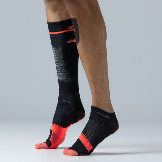 New Balance 1 Pack Run Reflective Compression OTC Socks, Black/Red, Medium