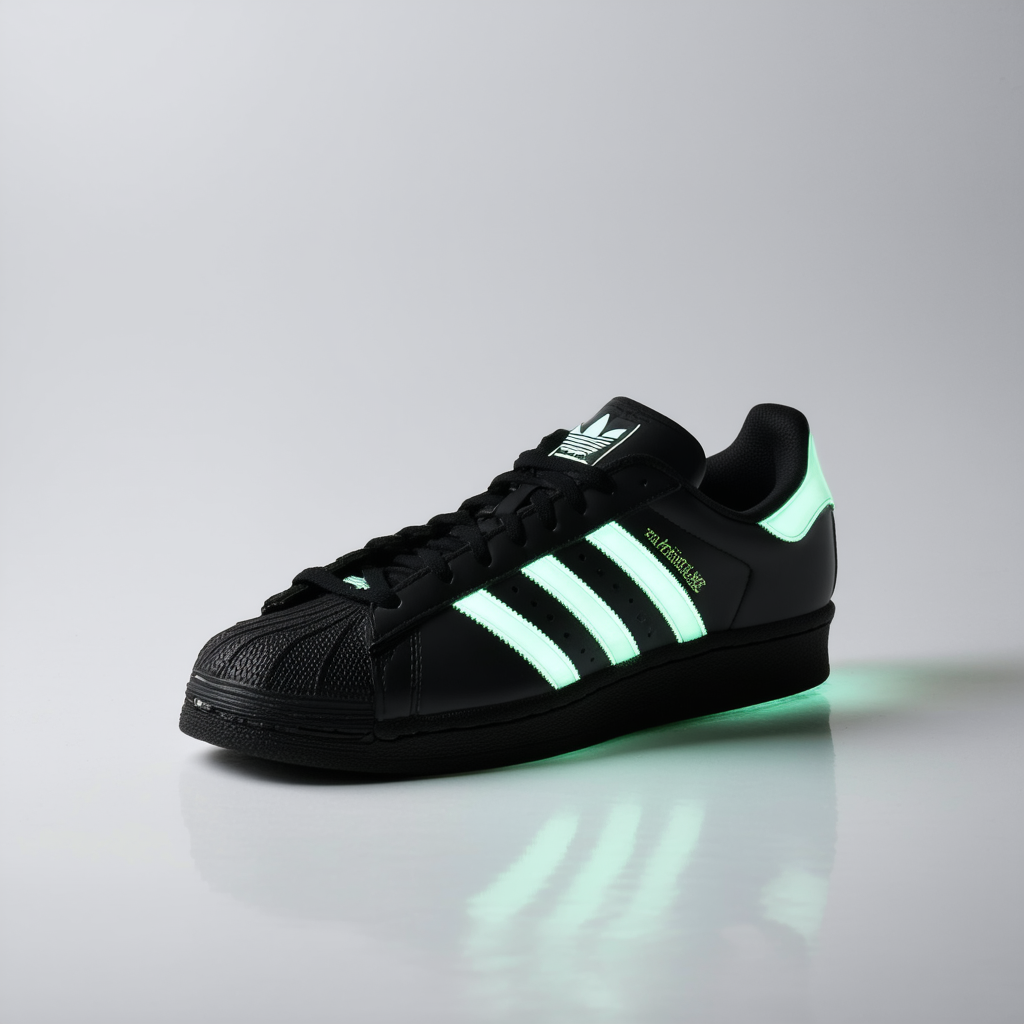 adidas Originals Men's Superstar Glow-in-the-Dark Shoes,Black/White/White,10.5 M US