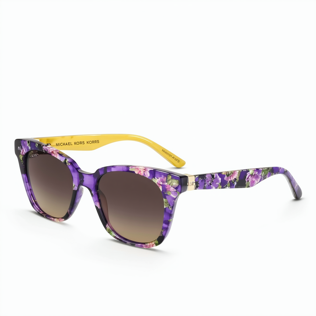 Michael Kors MK2045F Sunglasses 323370-55 - Purple-Floral Frame, Purple Yellow MK2045F-323370-55