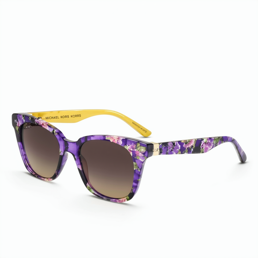 Michael Kors MK2045F Sunglasses 323370-55 - Purple-Floral Frame, Purple Yellow MK2045F-323370-55