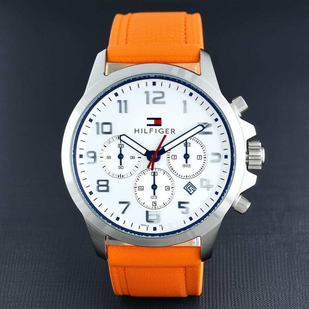Tommy Hilfiger Men's 1790999 Stainless Steel Watch with Orange Band