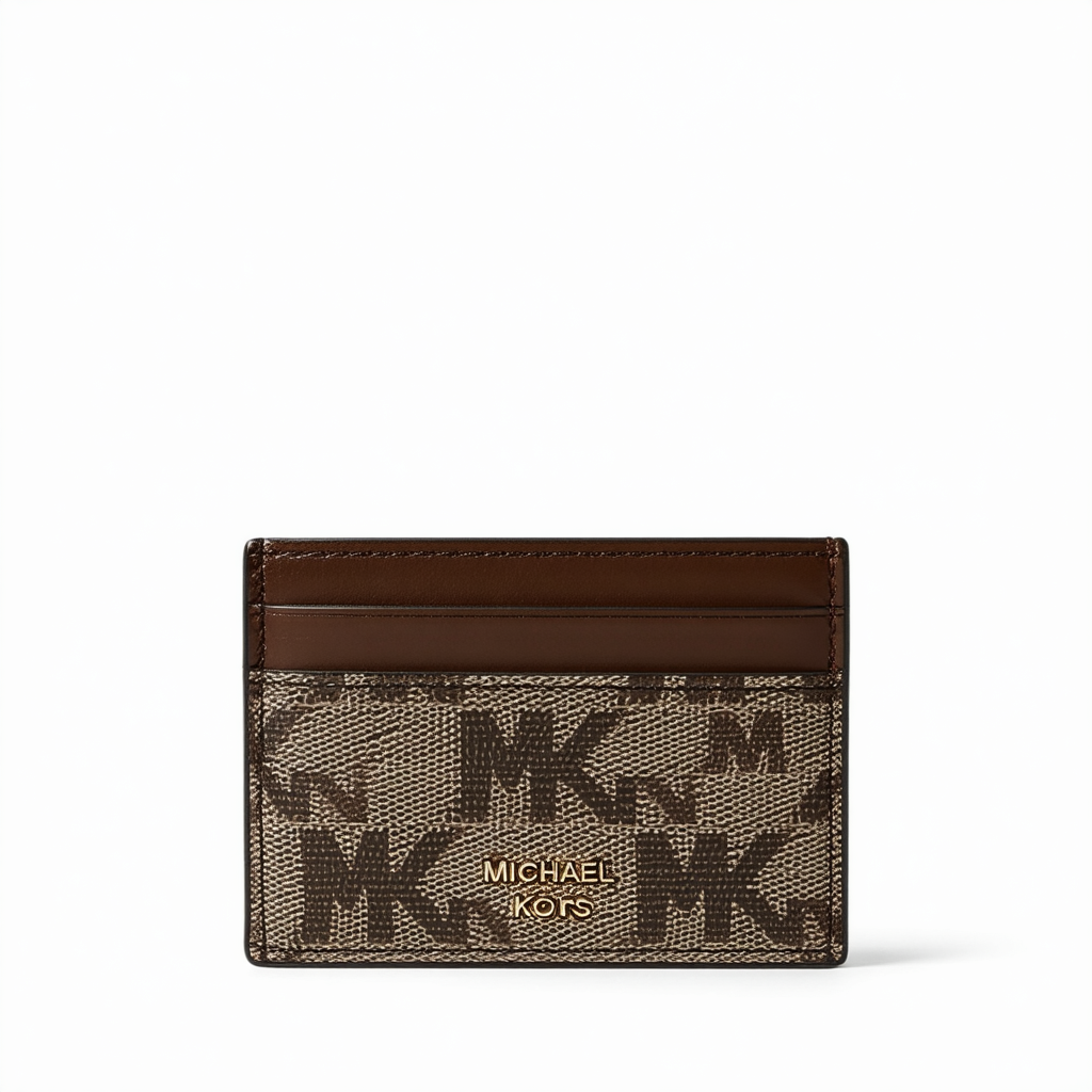 Michael Kors Jet Set Travel Brown Signature Card Case Carryall Medium Wallet