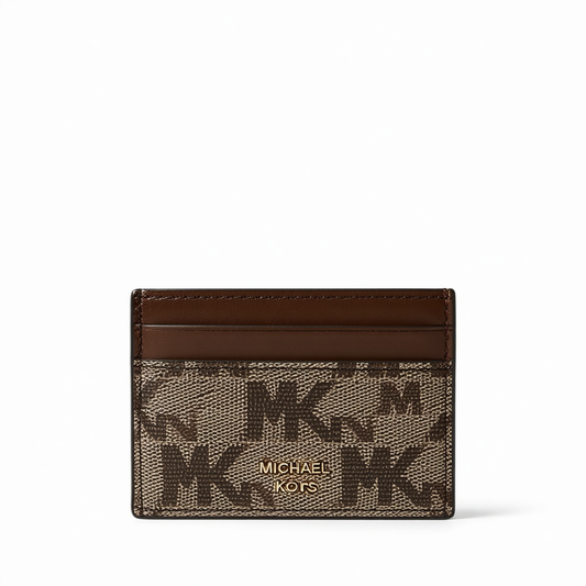 Michael Kors Jet Set Travel Brown Signature Card Case Carryall Medium Wallet