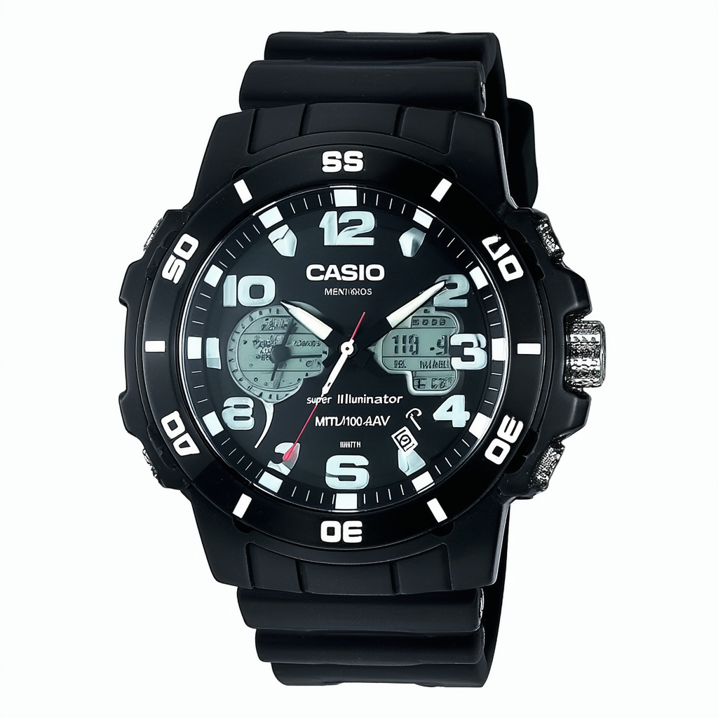 Casio Men's MTD1082-4AV Super Illuminator Analog Quartz Black Resin Watch