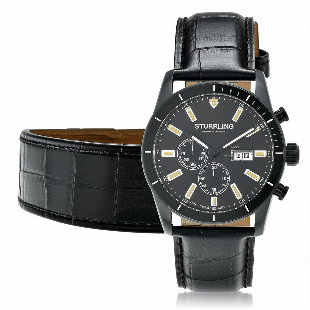 Stuhrling Original Men's 463.33DBO2 Aviator Analog Display Swiss Quartz Black Watch