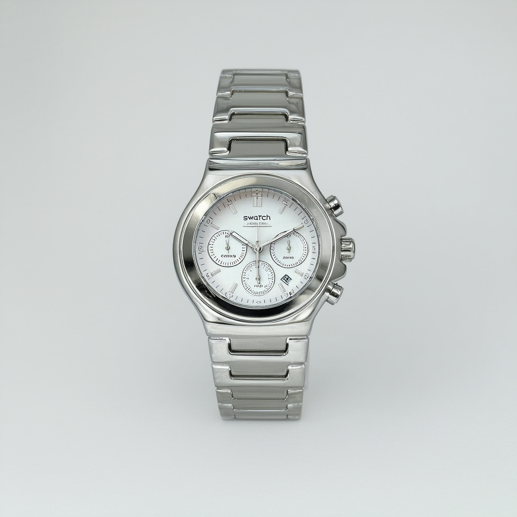 Swatch Women's YCS583G Irony Chrono Analog Display Quartz Silver Watch