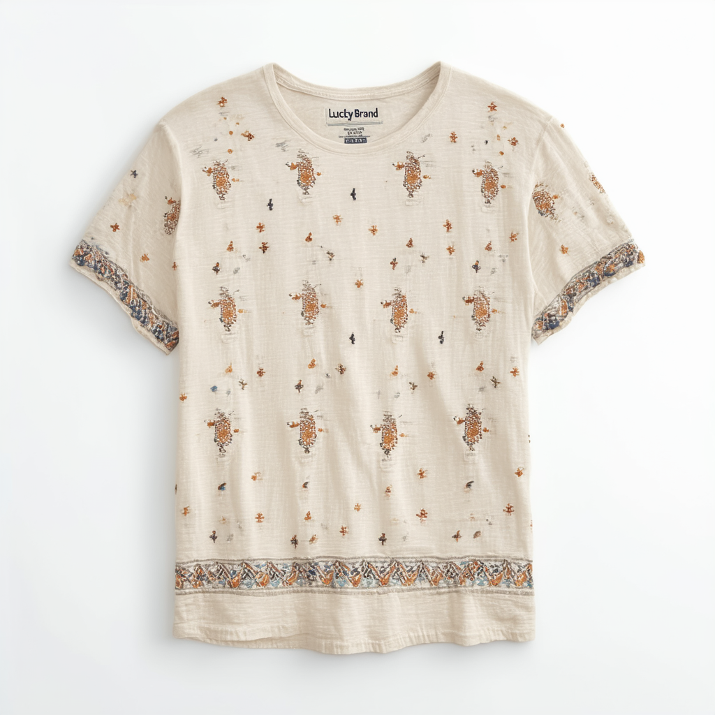 Lucky Brand All Over Embroidered Tee