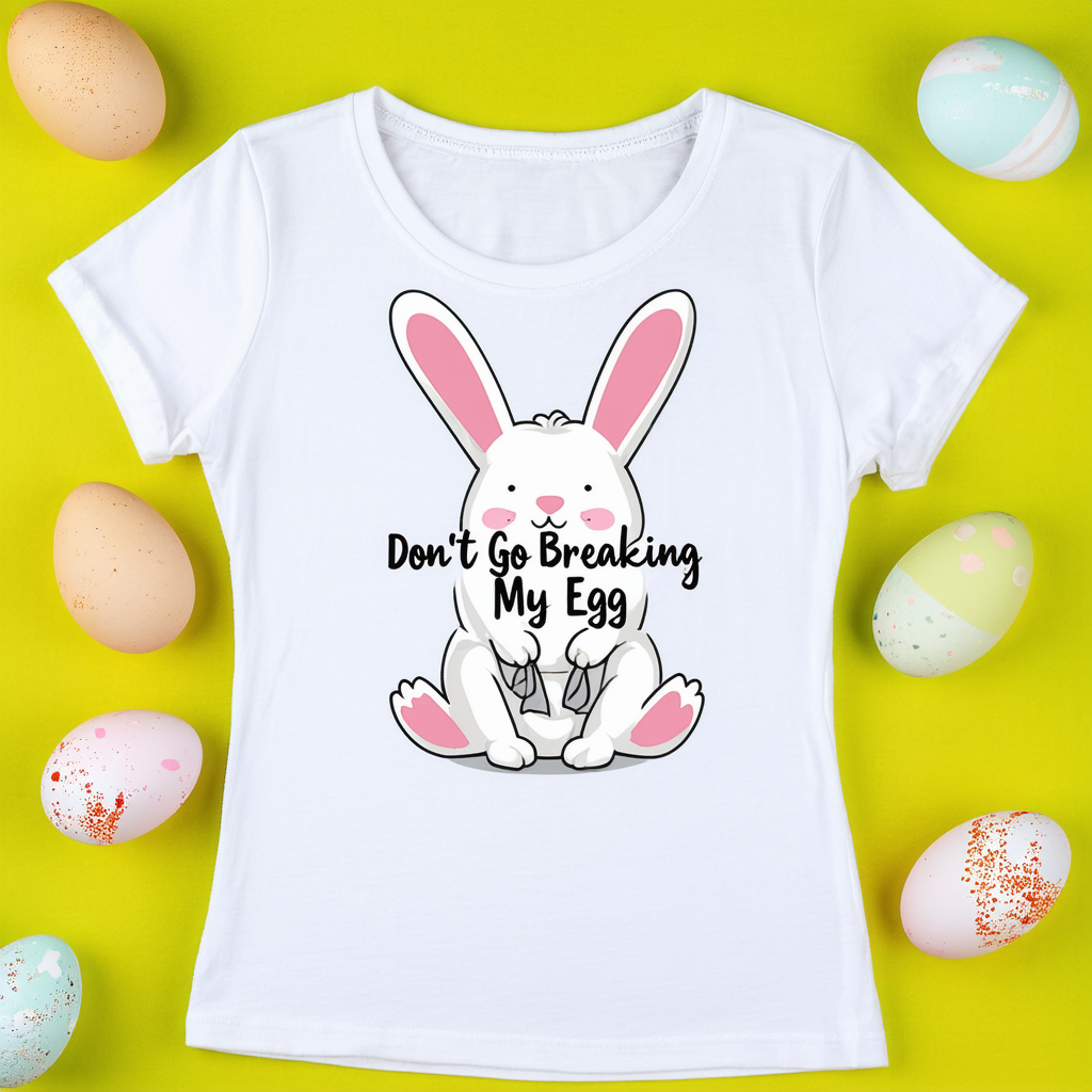 Don't Go Breaking My Eggs | Funny Easter Bunny Girls' Fitted T-Shirt