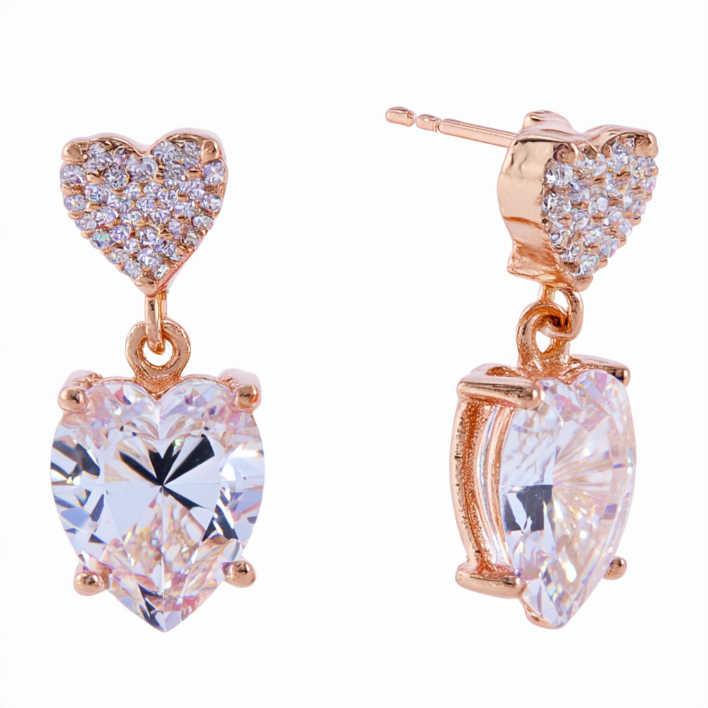 Betsey Johnson"Prom Party" Crystal Heart Drop Earrings